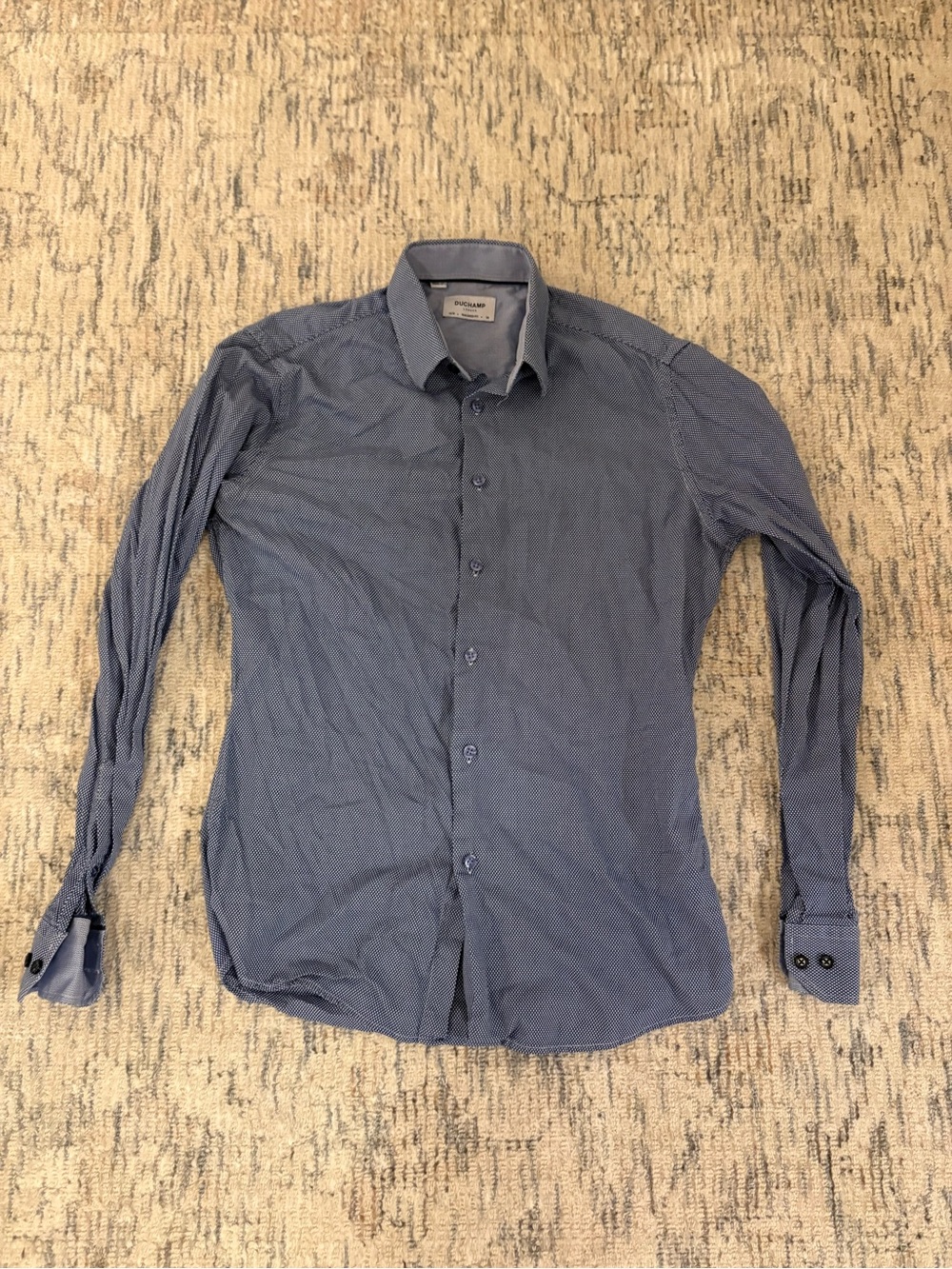 Duchamp Tailored Fit Blue Men's Button-Down Dress Shirt